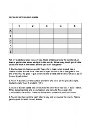 English worksheet: Vocabulary Pronunciation Game