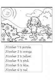 English Worksheet: Numbers and colours