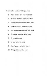 English Worksheet:  vowel sound