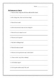 English Worksheet: Mr Bean at Church Video lesson