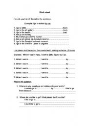 English worksheet: Transportation