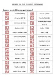 Olympic events - Mix and Match