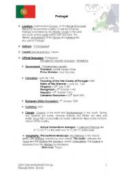 English Worksheet: Brief information about Portugal part1