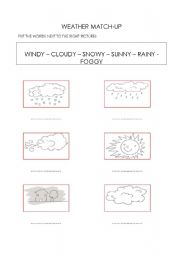 English worksheet: weather match up