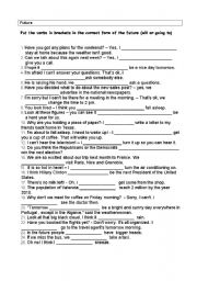 English Worksheet: future