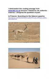 English Worksheet: Searching for the Saharan gazelles