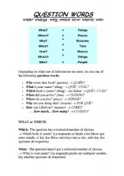 English worksheet: Question Words