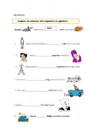 English Worksheet: comparative and superlative