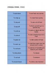 English Worksheet: PHRASAL VERBS MEMORY GAME