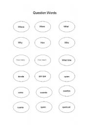 English worksheet: Question words for Spanish speakers