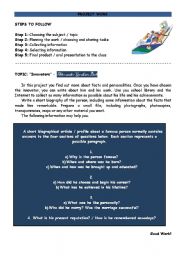 English Worksheet: Project work - innovators