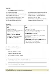 English worksheet: PRESENT PERFECT