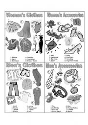 English Worksheet: Clothes & Accessories Picture Dictionary - Greyscale 06.08.08