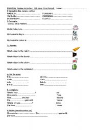 English worksheet: basic vocabulary worksheet