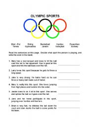 English Worksheet: Olympic Sports