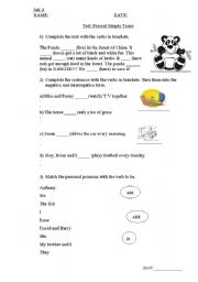 Simple Present Test (set 1 and 2)