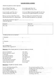 English worksheet: short answers