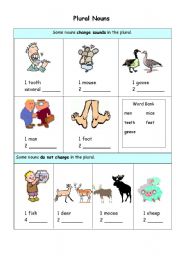 English Worksheet: Plural Nouns