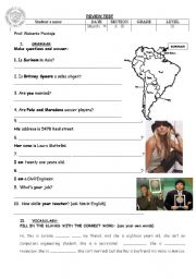 English Worksheet: TO BE TEST