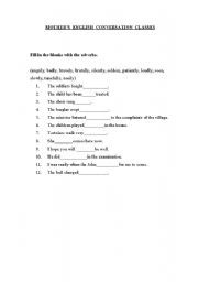 English worksheet: Different types of Adverbs