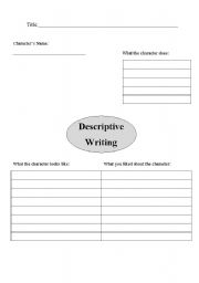 English worksheet: Descriptive Writing Brainstorm