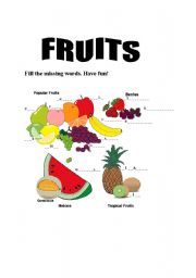 English Worksheet: FRUITS