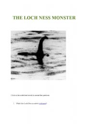 English Worksheet: Webquest The Loch Ness Monster