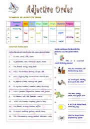 English Worksheet: Adjective Order