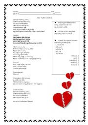 English Worksheet: Come on hold my hand - song