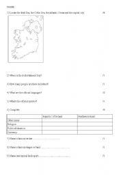English worksheet: test about Ireland