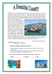 English Worksheet: Portugal - a beautiful country