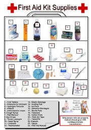 English Worksheet: First Aid Kit Pictionary