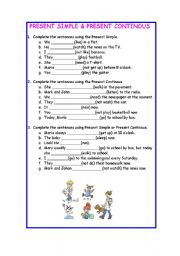 English Worksheet: Present simple & present continous