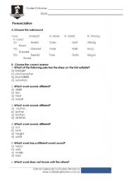 English worksheet: Pronunciation class