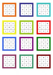 English Worksheet: Alphabet bingo