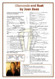 English Worksheet: Diamonds and Rust by Joan Baez