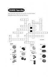 English Worksheet: Fruits Crossword