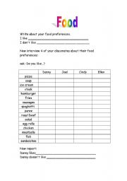 English worksheet: food preferences