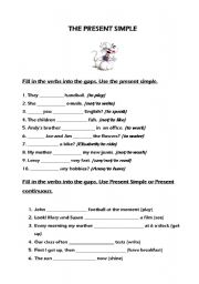 English Worksheet: Present simple and continuous