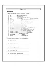English worksheet: review of verb to be and to have