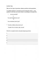 English worksheet: Tag Questions