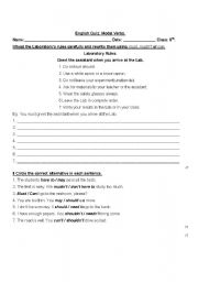 English Worksheet: modal verbs quiz