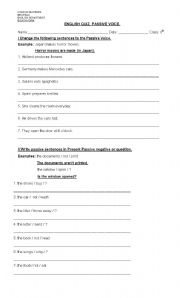 English Worksheet: passive voice quiz