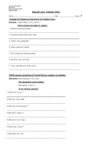 English worksheet: passive voice quiz