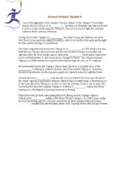 English Worksheet: Olympics text.
