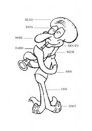 English Worksheet: Parts of the Body - Squidward