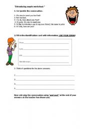 English worksheet: introducing a 3rd person