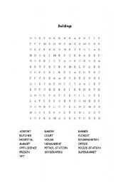 Buildings Wordsearch and Crossword