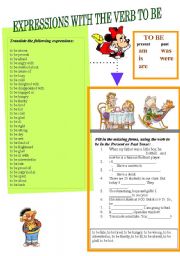 English Worksheet: EXPRESSOINS WITH THE VERB TO BE