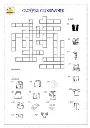 English Worksheet: Clothes Crossword